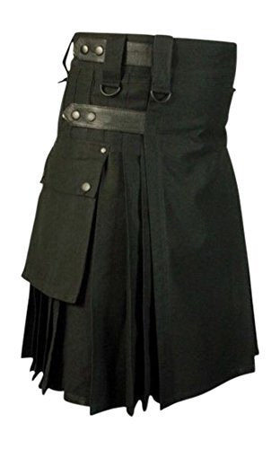 Scottish Designer Men 's Black Utility Kilt