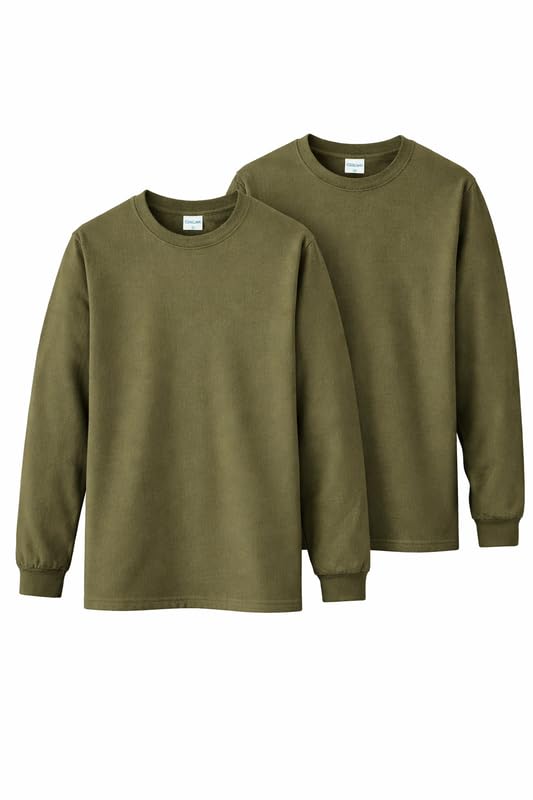 Gildan Adult Heavy Cotton Long Sleeve T-Shirt, Style G5400, 2-Pack