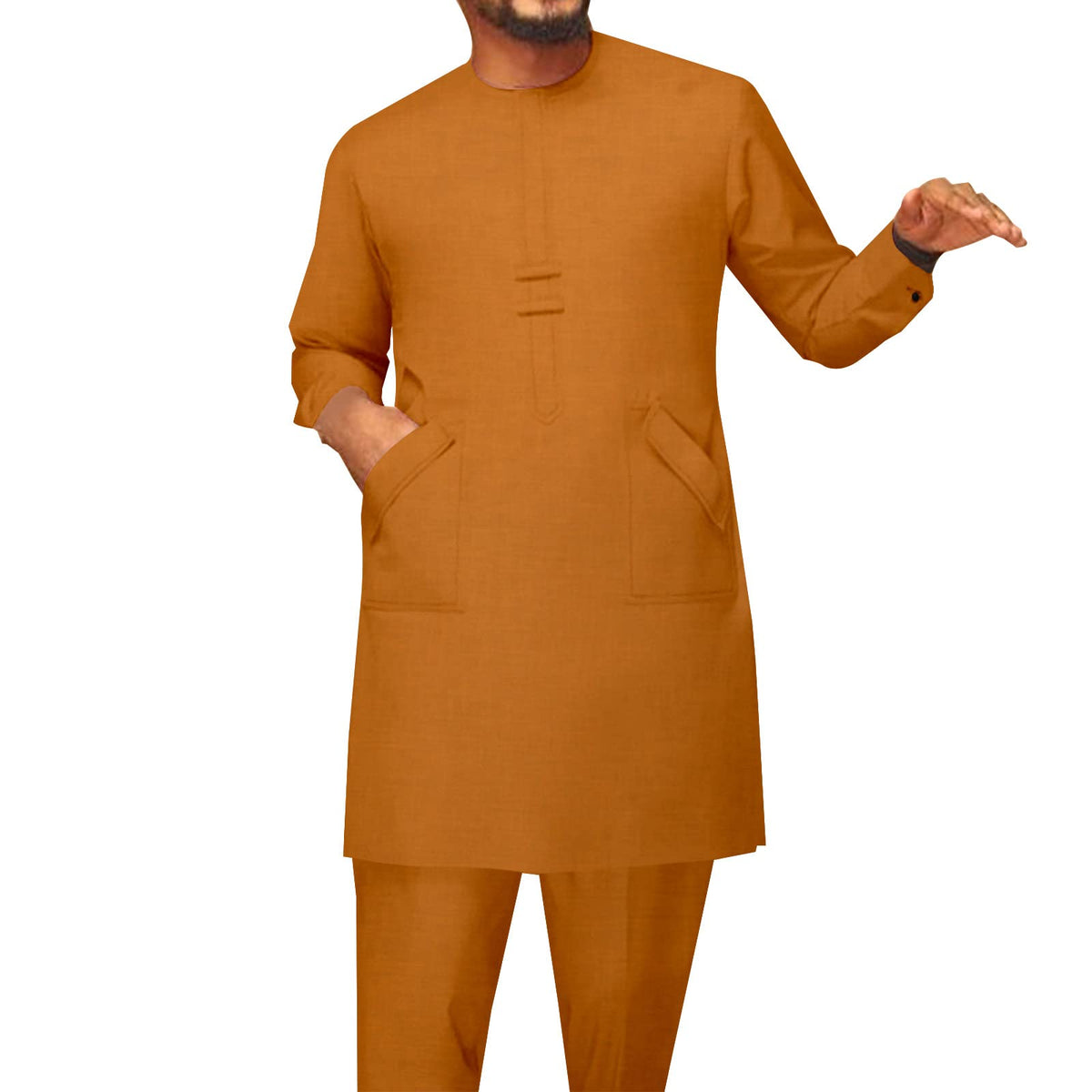 African Men Traditional Clothing Set Full Sleeve Dashiki Long Shirts and Pants 2 Piece Set African Suits