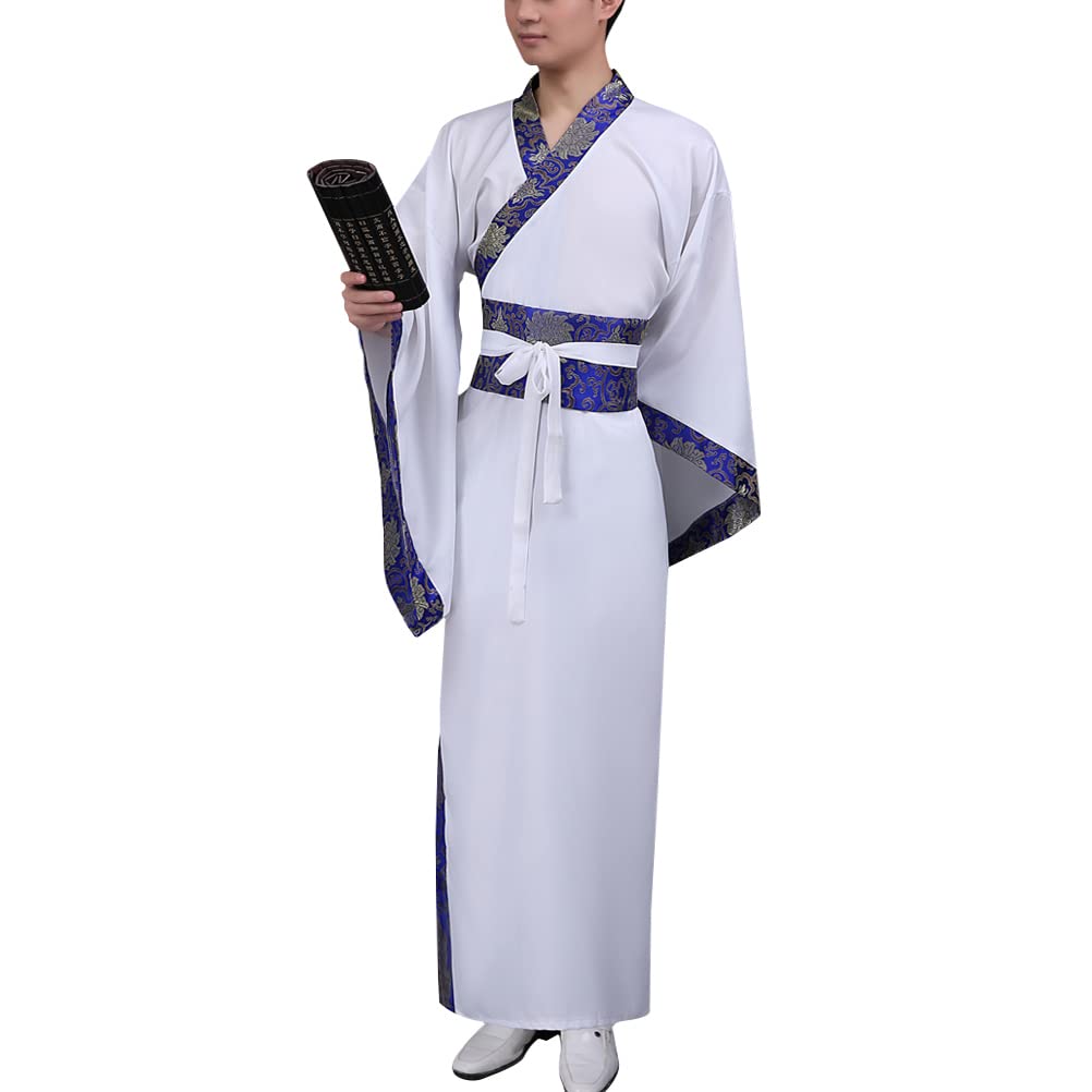 Men's Hanfu Chinese Ancient Scholar Wide Sleeve Straight Hem Robe Han Dynasty Traditional Clothing