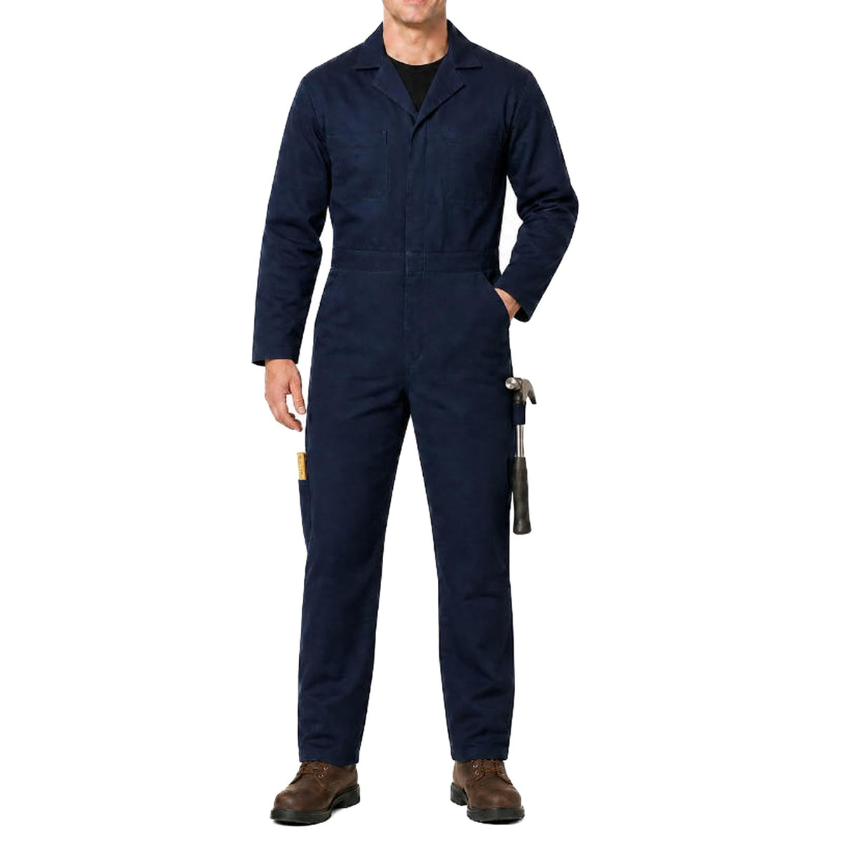 Cotton Blend Men's Work Coveralls, Relaxed Fit Mechanic Jumpsuit