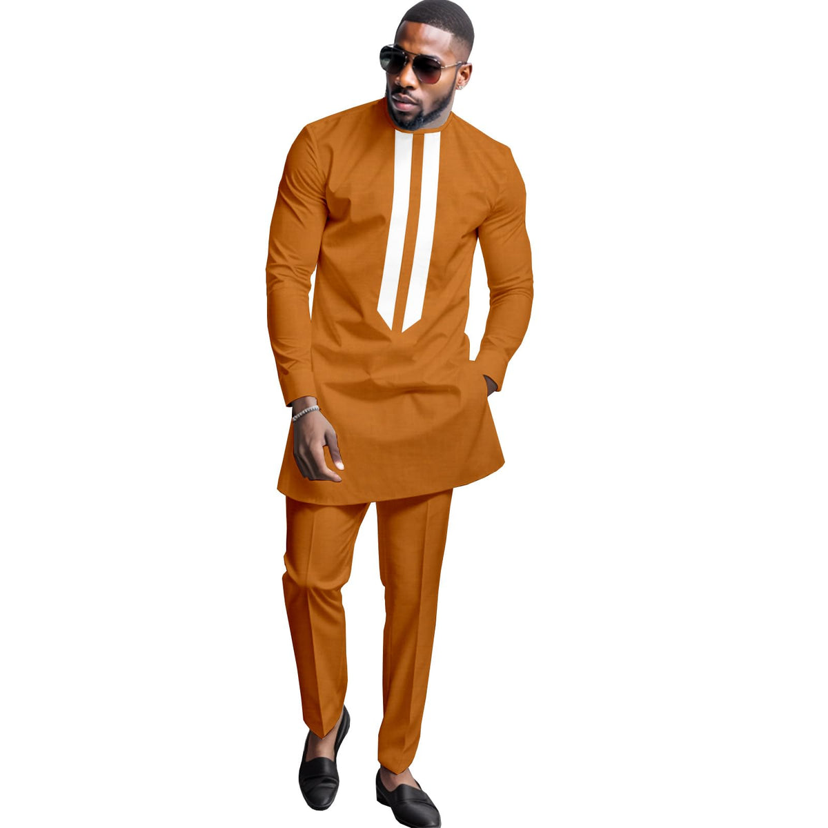 African Men's Formal Clothes Dashiki Shirt and Pant Two Piece Suit Traditional Long Sleeve Outfits