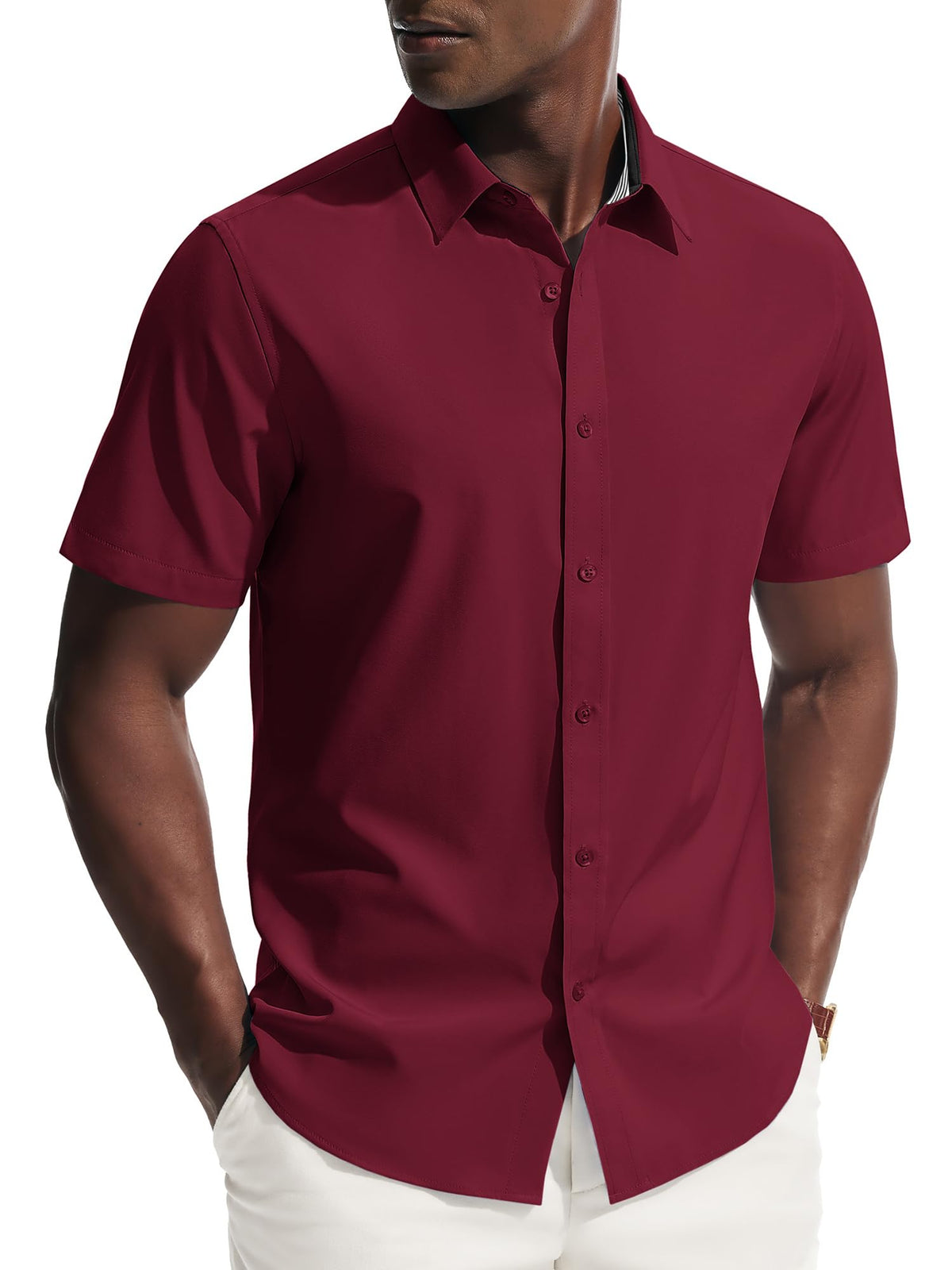 PJ PAUL JONES Mens Short Sleeve Dress Shirts Wrinkle Free Button Down Shirt