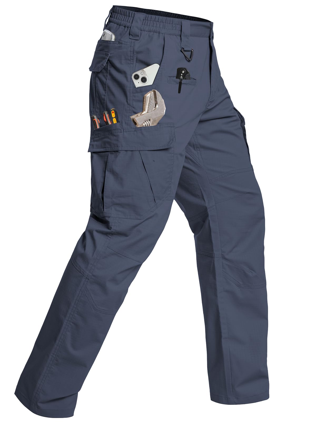 CARWORNIC Men's Stretch Cargo Work Pants Flex Ripstop Water Resistant Utility Tactical Hiking Pants with 12 Pockets