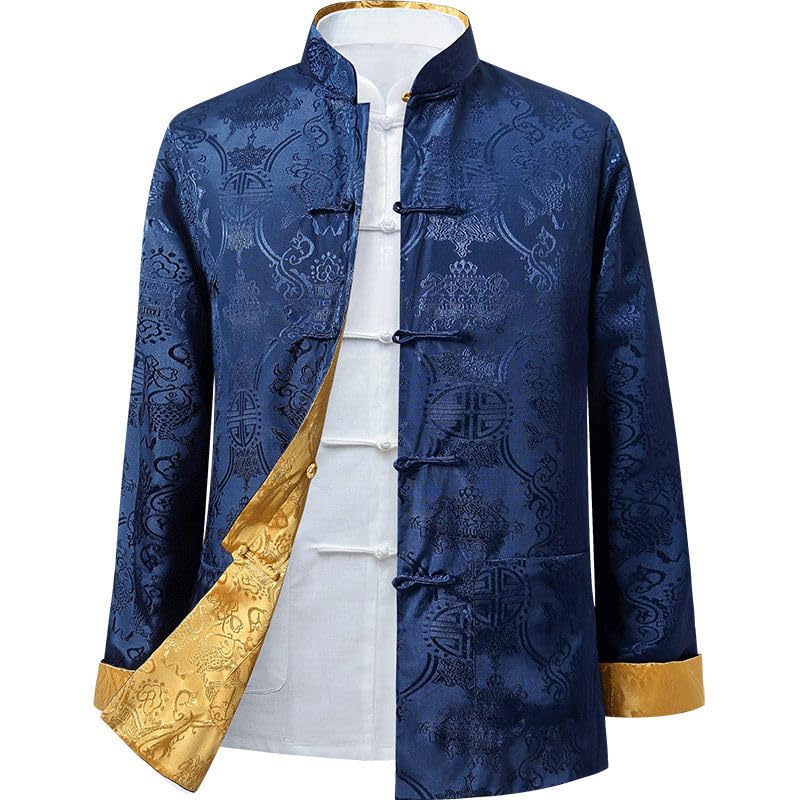 Tang Suit Men Can be Worn on Both Sides,Hanfu Chinese Traditional Clothes Long Sleeve Top