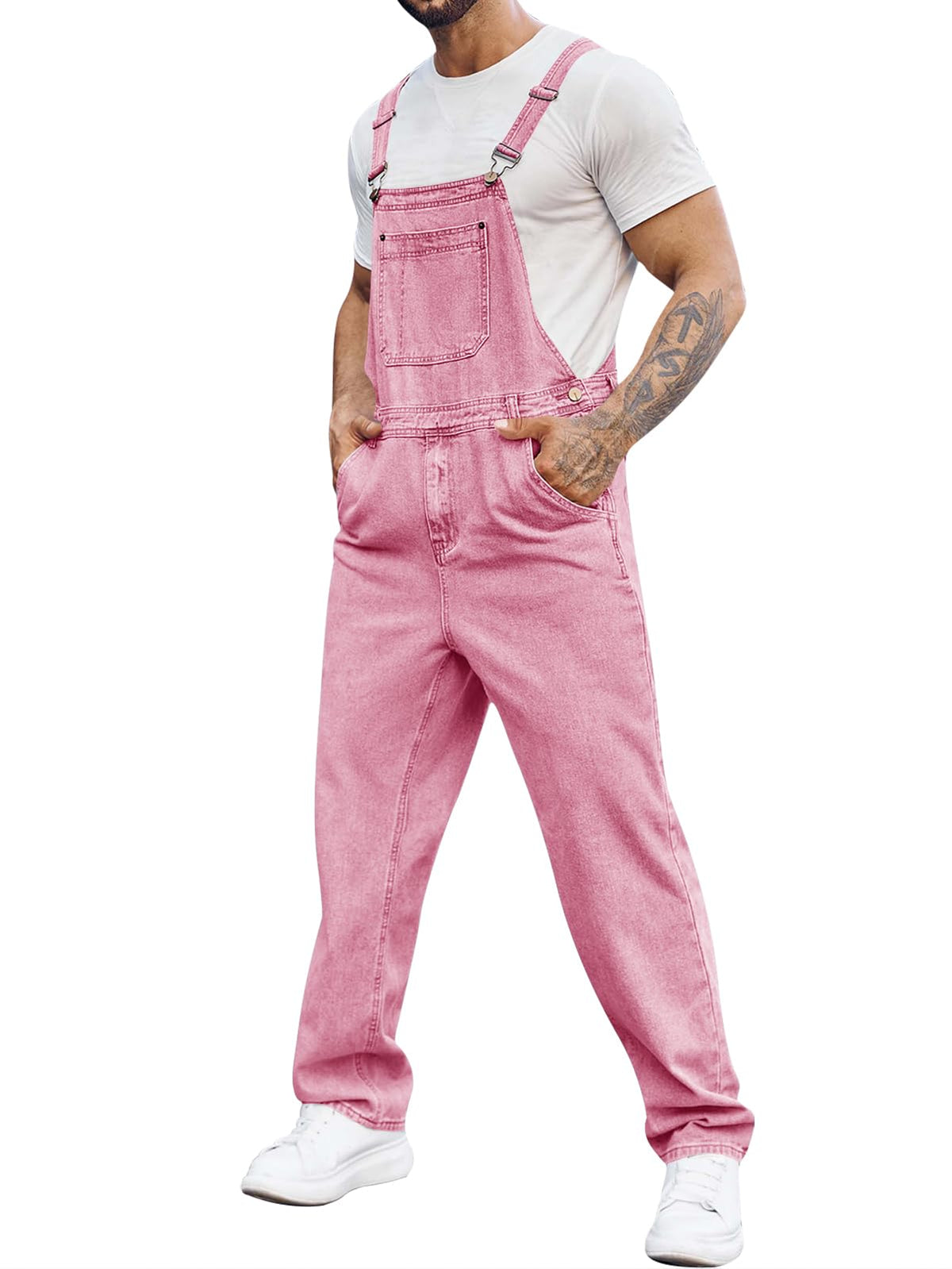 Runcati Men's Denim Bib Overall Jean Romper