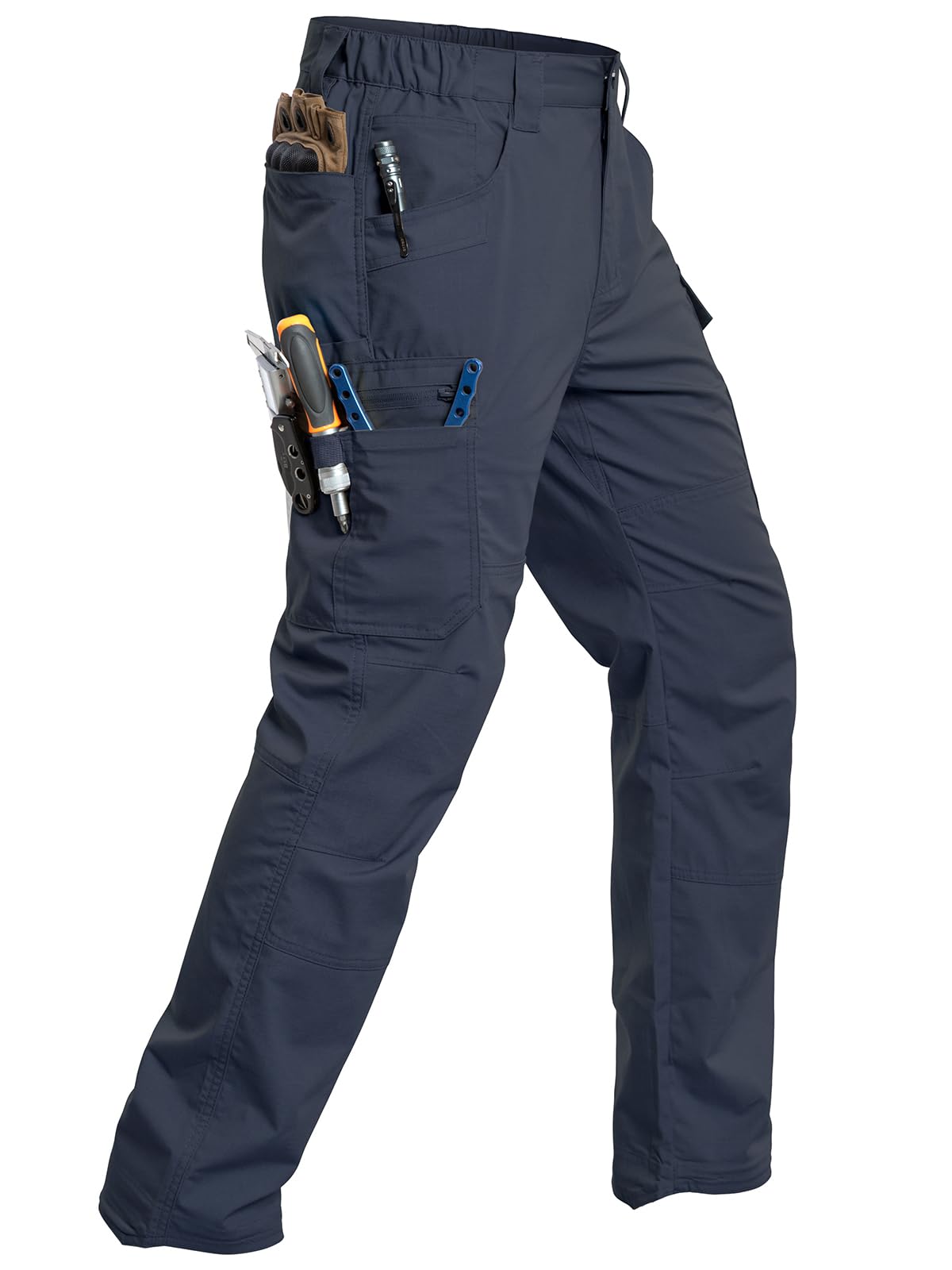 CARWORNIC Men's Stretch Ripstop Work Pants Water Resistant Flex Cargo Pants Lightweight EDC Operator Tactical Utility Pants