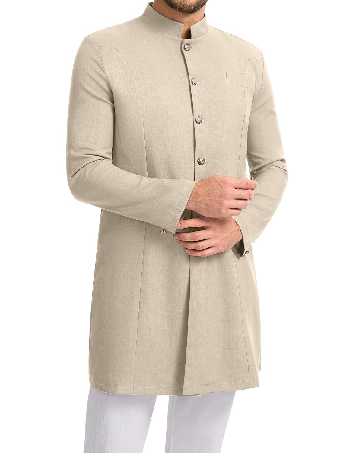 YAOHUOLE Mens Kurta Coats Indian Ethnic Royal Suits Jubba Thobe for Men