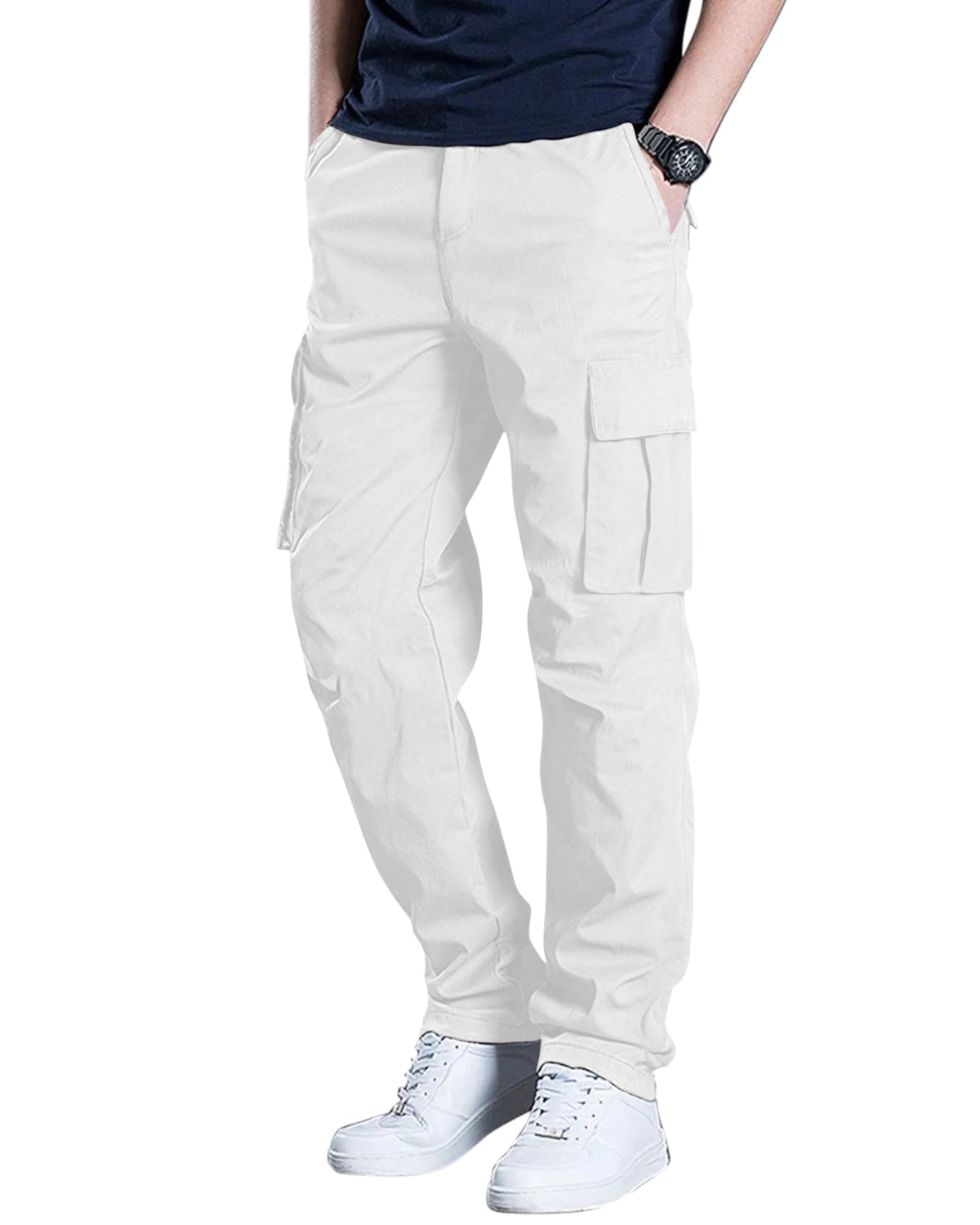 Men's Cargo Pants Stretch Sweatpants Elastic Drawstring Casual Pants