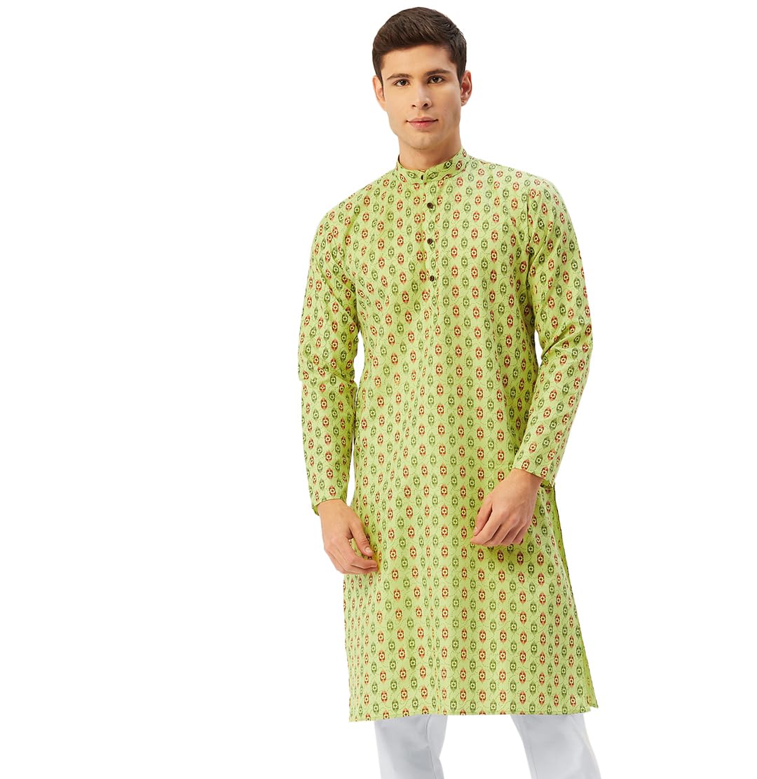 Maple Clothing Kurta Pajama Printed Cotton Indian Apparel for Men Bollywood Outfit
