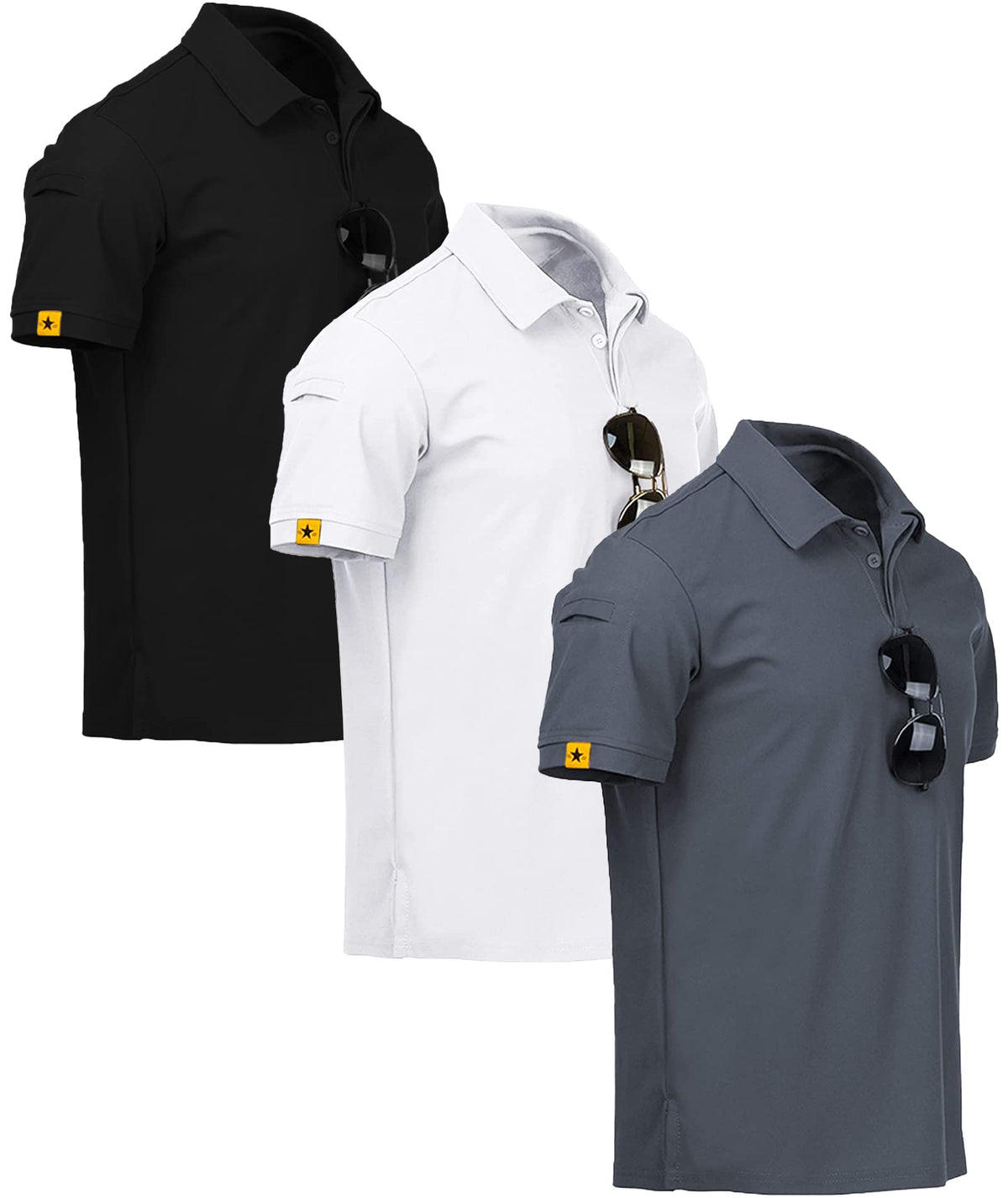 V VALANCH 3/4 Pack Polo Shirts for Men Short Sleeve Golf Tennis Work