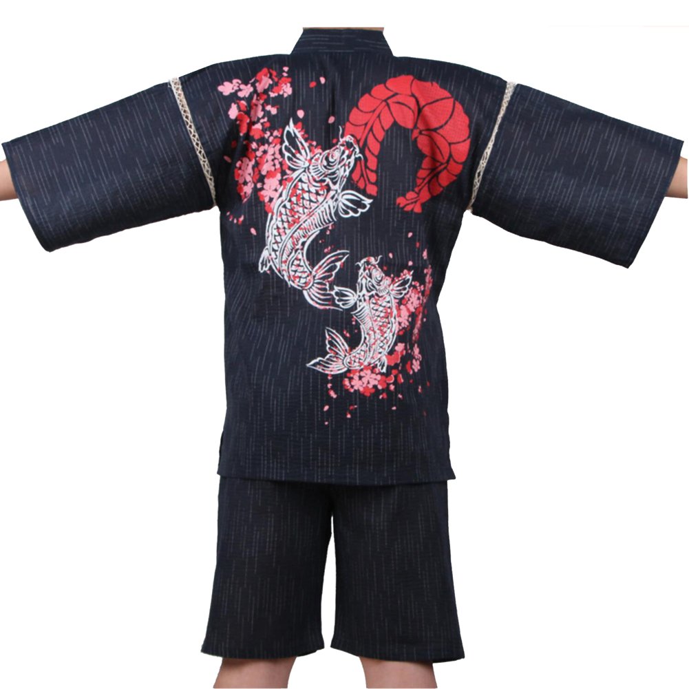 FANCY PUMPKIN Jinbei Men's Japanese Yukata Japanese Kimono Home Robe Pajamas Dressing Gown