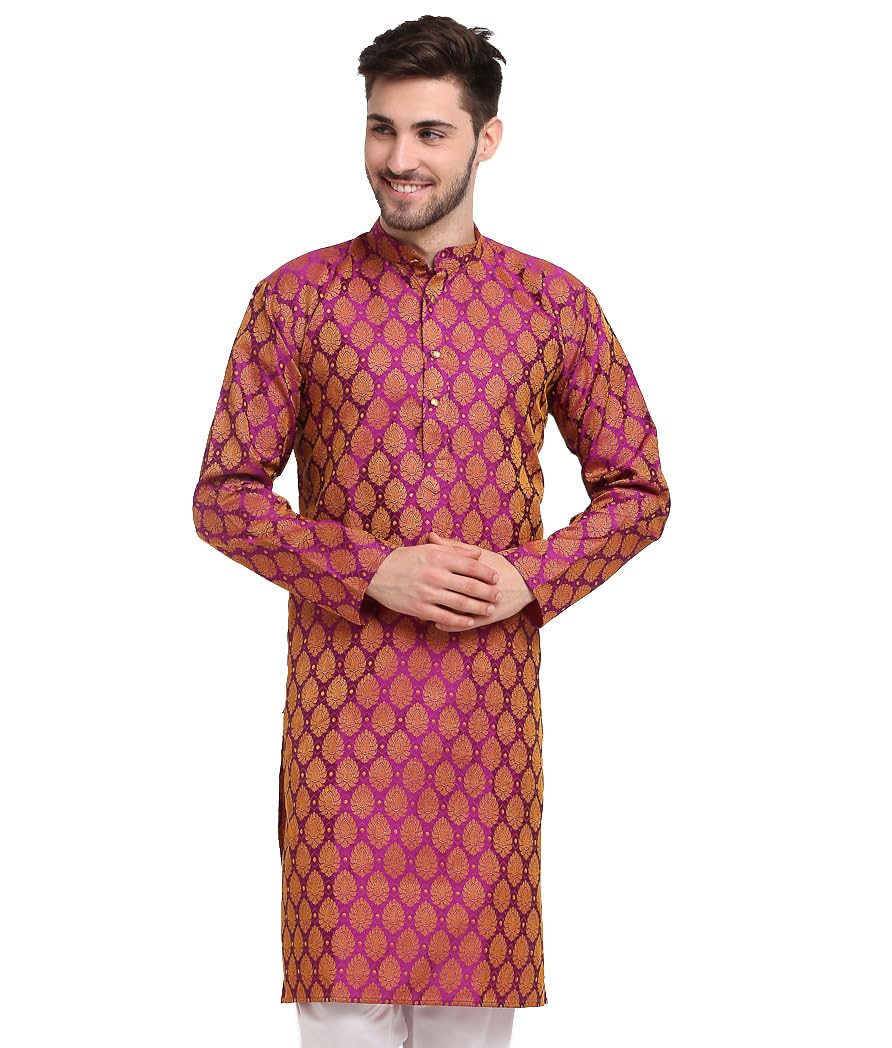 Maple Clothing Poly Silk Kurta Pajama for Men Indian Wedding Party Outfit Guest Wear