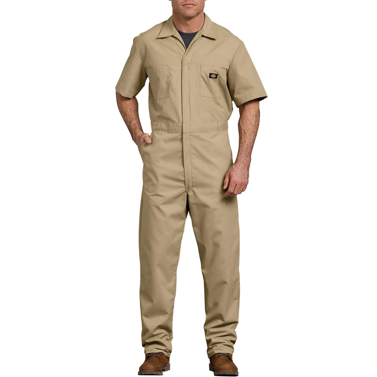 Dickies Men's Short Sleeve Coverall – Zipper Front Work Jumpsuit for Mechanics, Industrial Overall Uniform