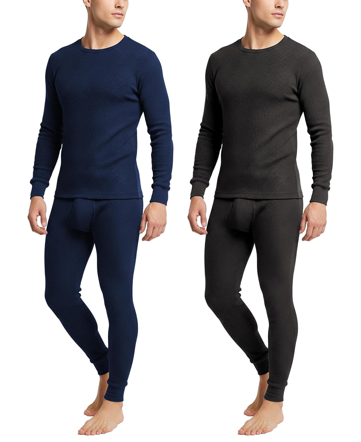 Andrew Scott Men's Traditional Waffle Thermal Top & Bottom Set | Cotton Blend Base Layer Shirt -Long John Underwear