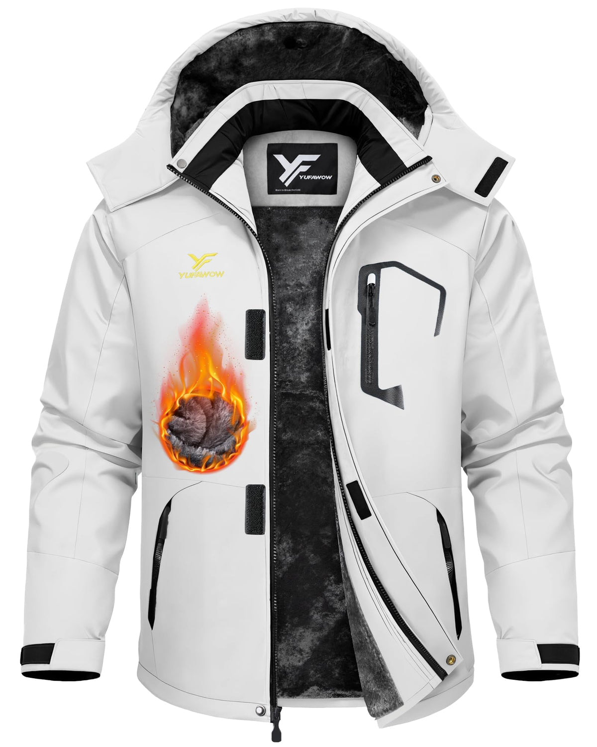 Men Winter Jacket Waterproof Windbreaker Warm Fleece Lined for Winter Outdoor Work Sports Skiing Snowboard Camping Hiking