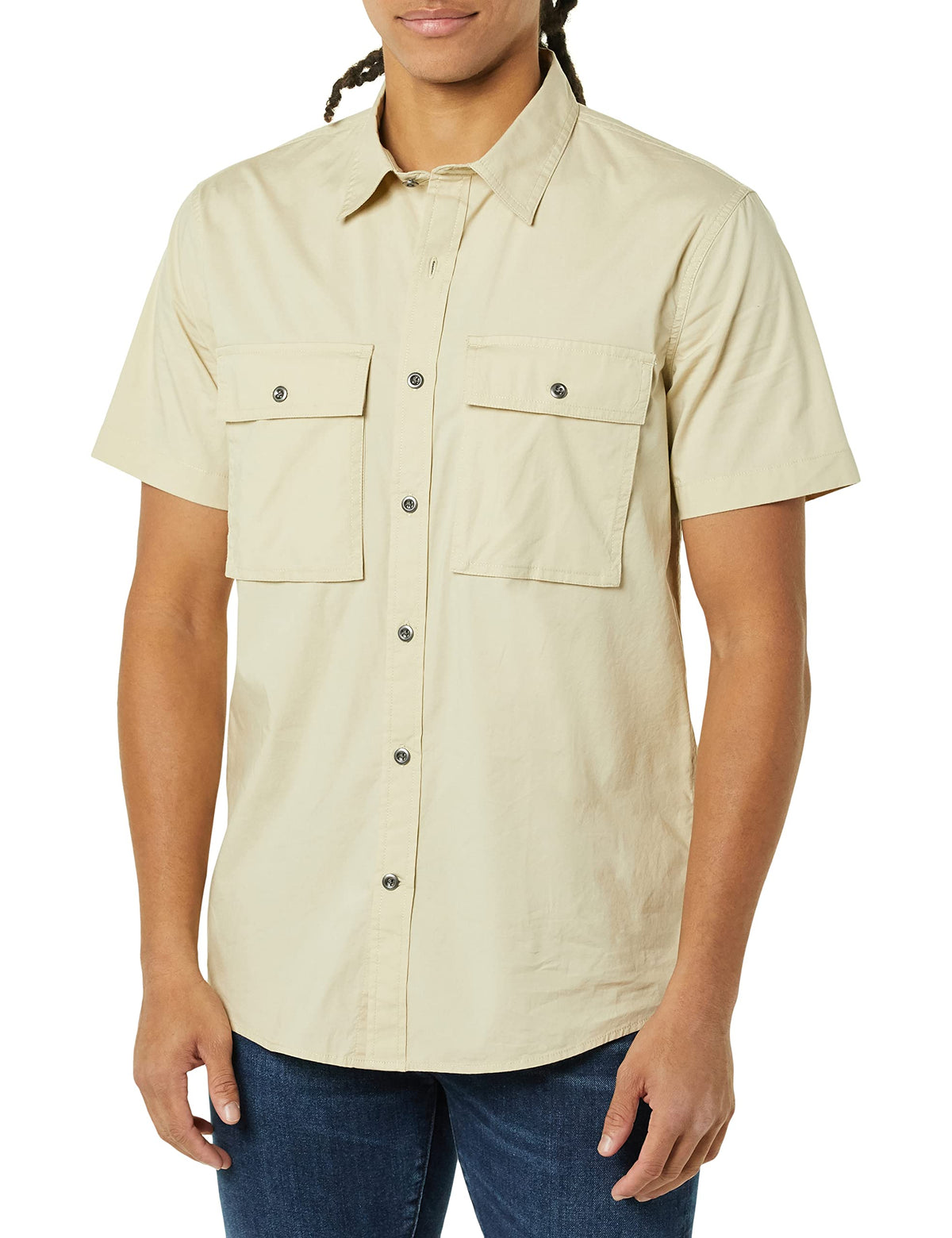 Amazon Essentials Men's Standard-Fit Short-Sleeve Two-Pocket Utility Shirt (Previously Goodthreads)