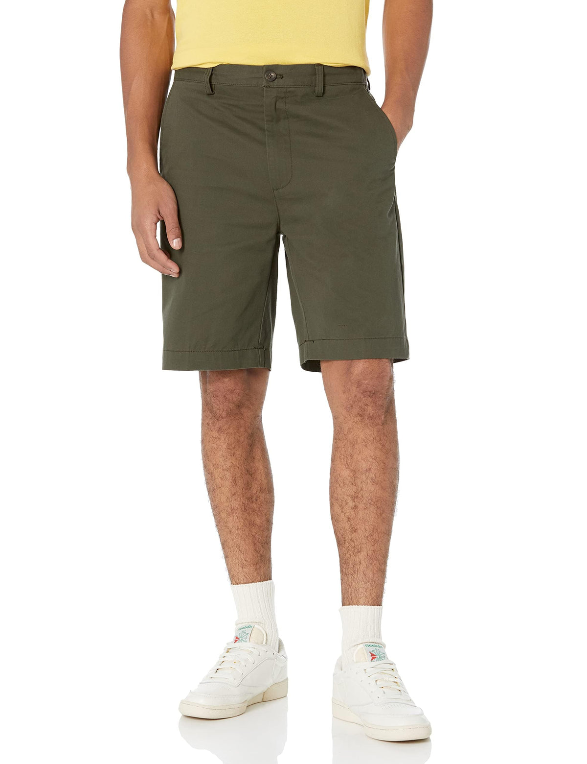 Amazon Essentials Men's Classic-Fit 9" Cotton Twill Chino Shorts with Button-Through Pockets