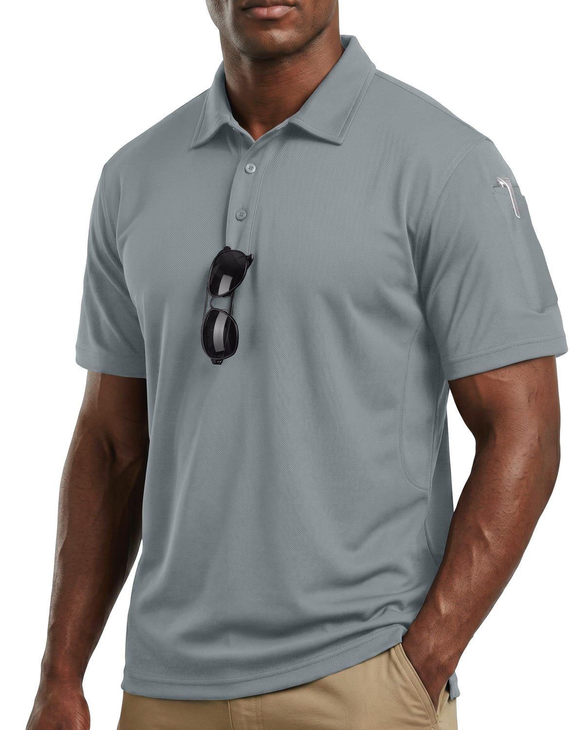 Breathable Pique Jersey Mens Polo Shirt UPF 50+ Quick Dry Performance