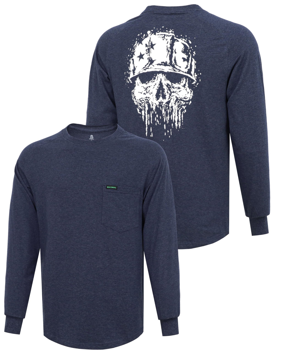 BOCOMAL Non FR - Men's Work Shirts Long Sleeve Stretch-Cotton Relaxed Fit
