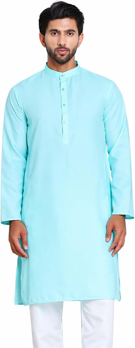 Maple Clothing Solid Cotton Men's Kurta Pajama Set Mandarin Collar Indian Ethnic Wear