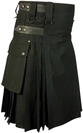 Scottish Designer Men 's Black Utility Kilt