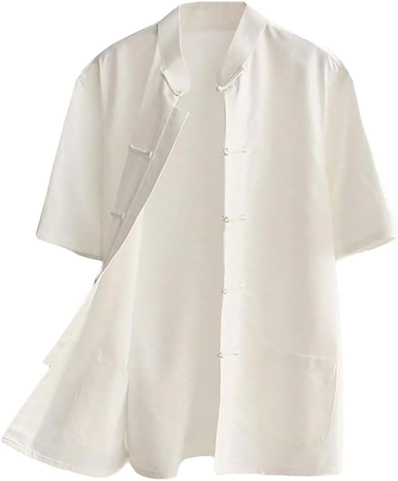 ZooBoo Men's Cotton Kung Fu Uniform Short Sleeve Chinese Shirt