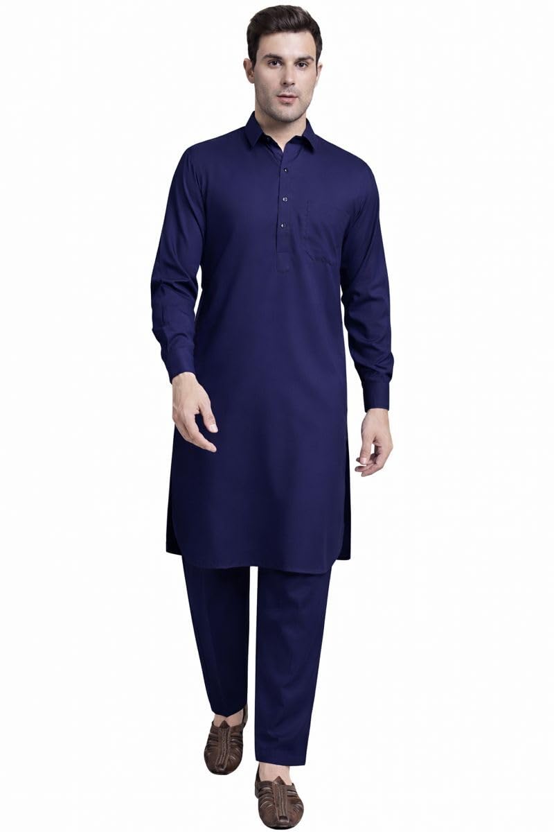 Maple Clothing Punjabi Kurta Pajama Set Mens Pathani Cotton Indian Clothes Bollywood Outfit