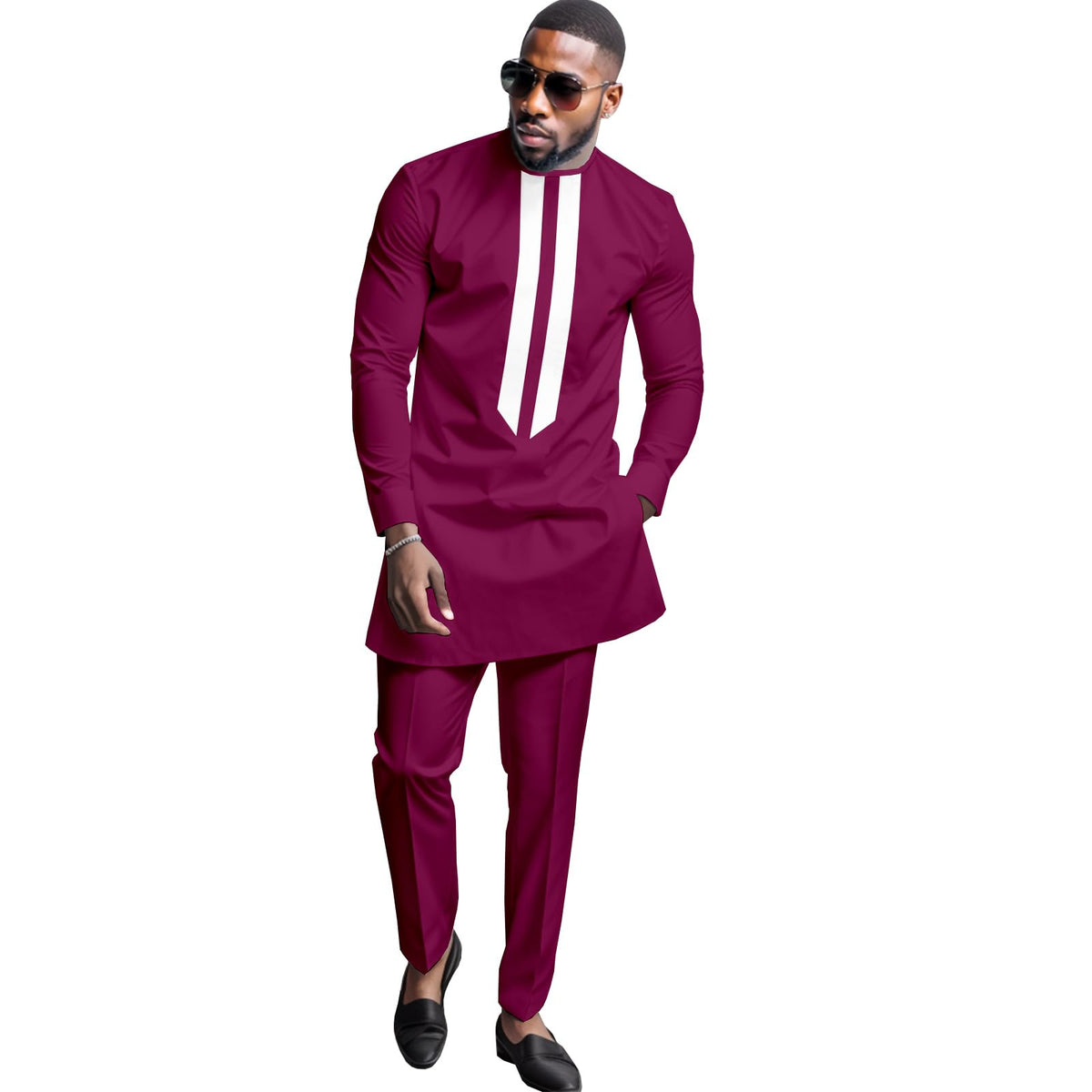 African Men's Formal Clothes Dashiki Shirt and Pant Two Piece Suit Traditional Long Sleeve Outfits
