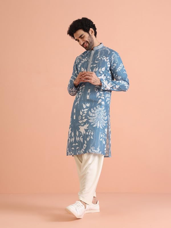 KISAH Men’s Printed Kurta Patiyala Set | Traditional Outfit for Men | Festive & Wedding Ethnic Wear | Elegant & Comfortable