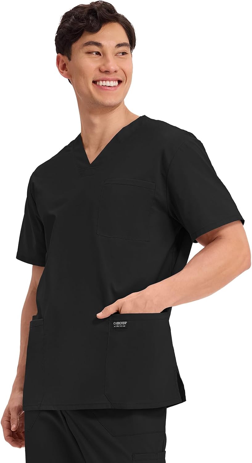 Cherokee WW Professionals Men's V-Neck Scrub Top 4 Pockets Medical Shirt