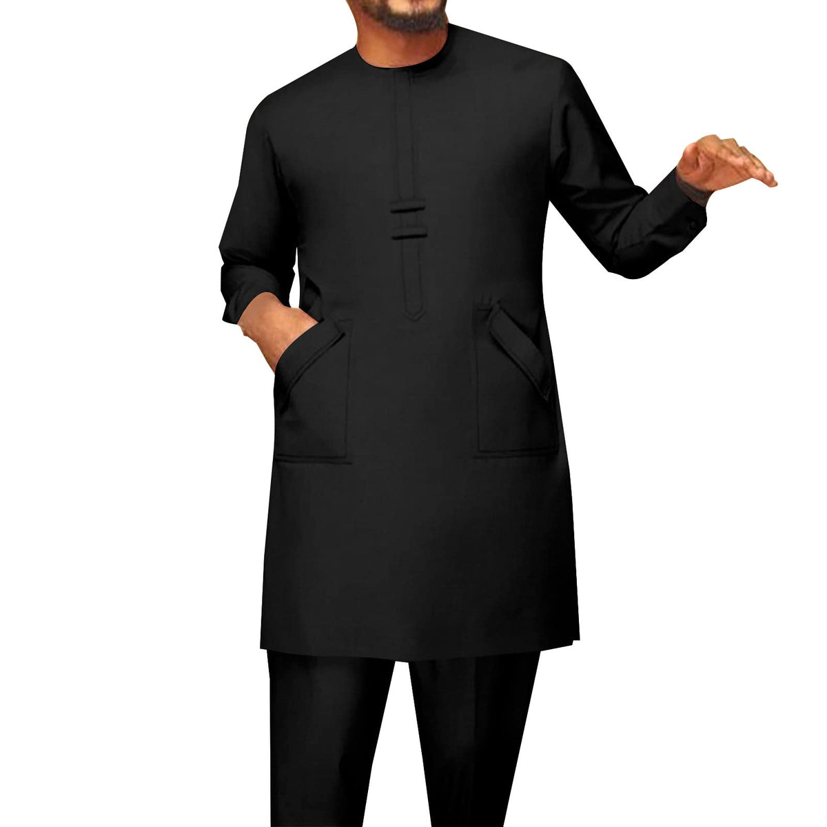 African Men Traditional Clothing Set Full Sleeve Dashiki Long Shirts and Pants 2 Piece Set African Suits