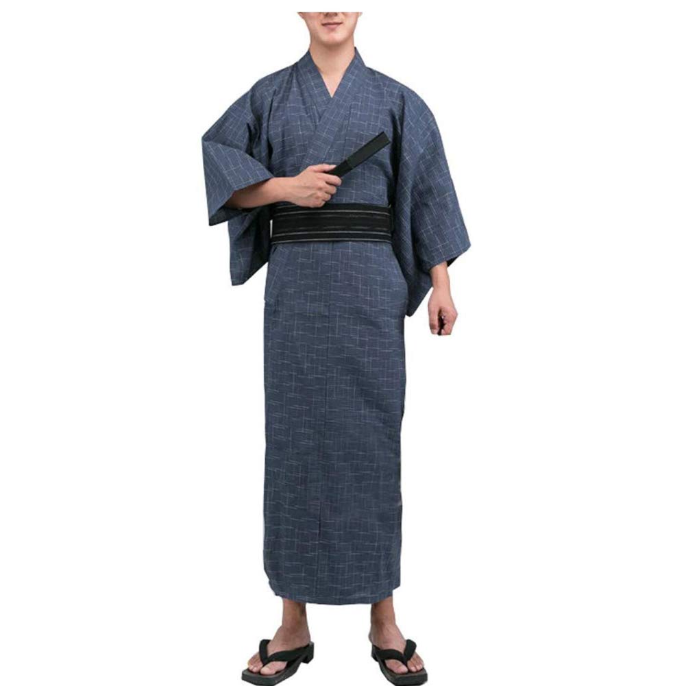 FANCY PUMPKIN Jinbei Men's Japanese Yukata Japanese Kimono Home Robe Pajamas Dressing Gown