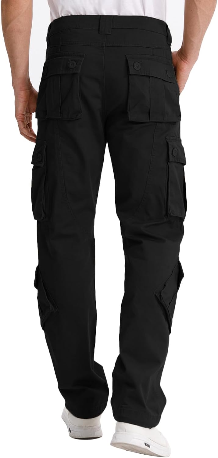 Matchstick Men's Cargo Pants, 8-Pocket 100% Cotton Work Pants, Regular Fit