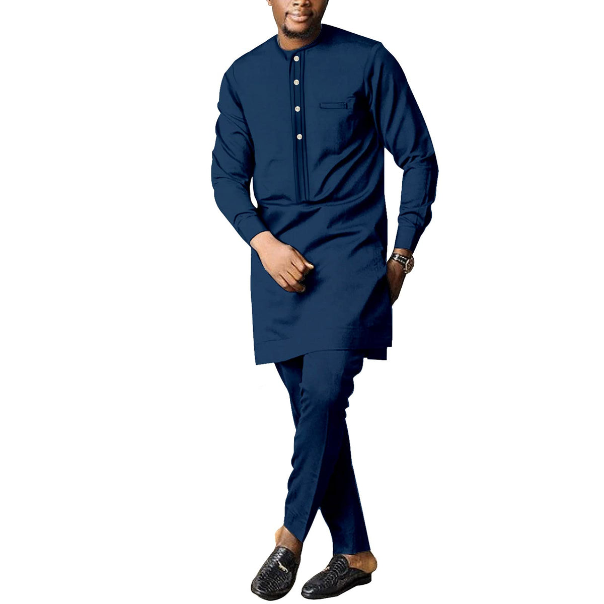 SEA&ALP Men Formal African 2-Piece Dashiki Suit, Long Sleeve Attire