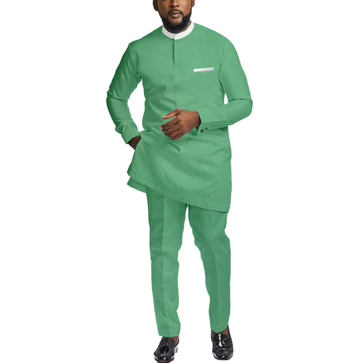 African Suit for Men 2 Piece Set Dashiki Shirt & Pants Outfits
