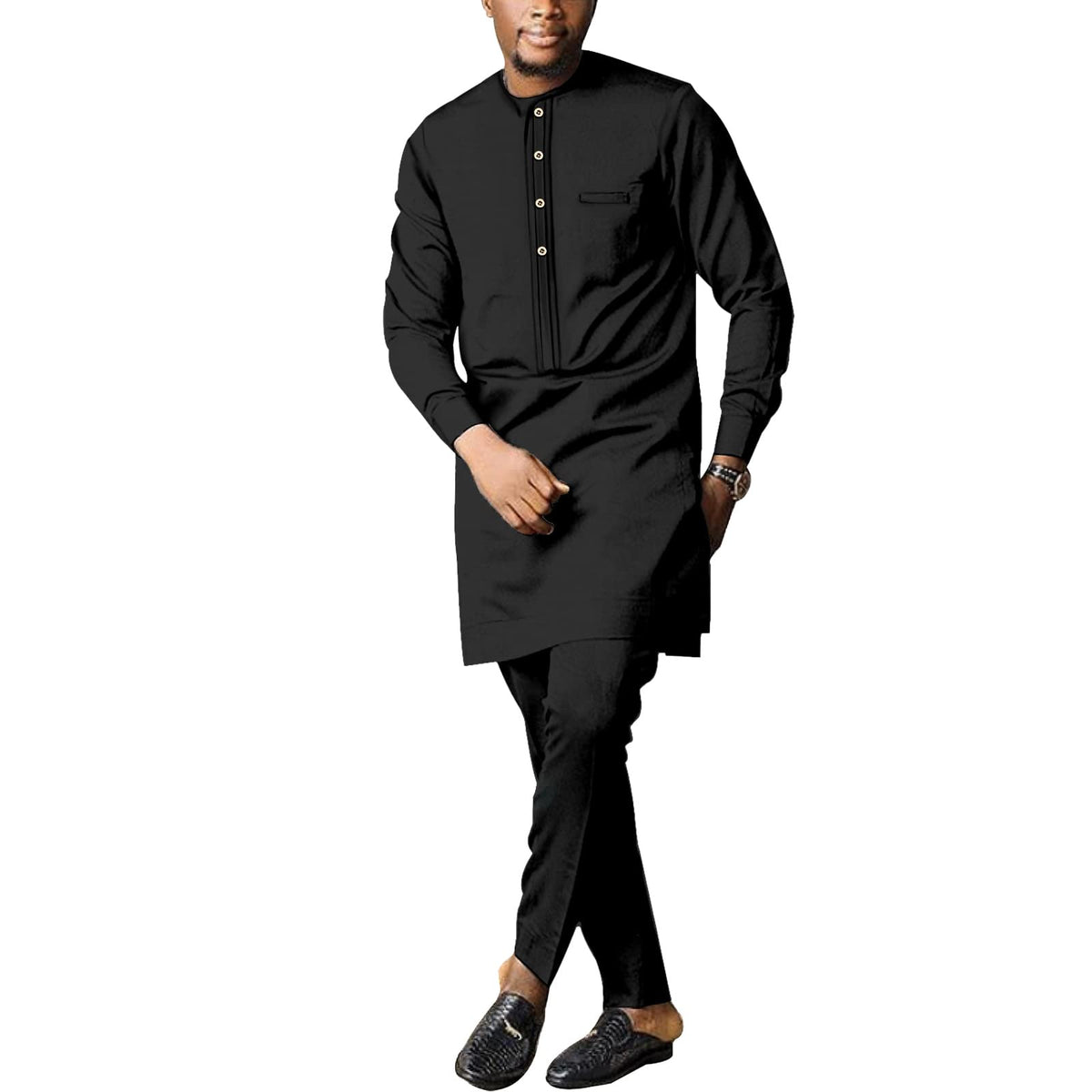 SEA&ALP Men Formal African 2-Piece Dashiki Suit, Long Sleeve Attire