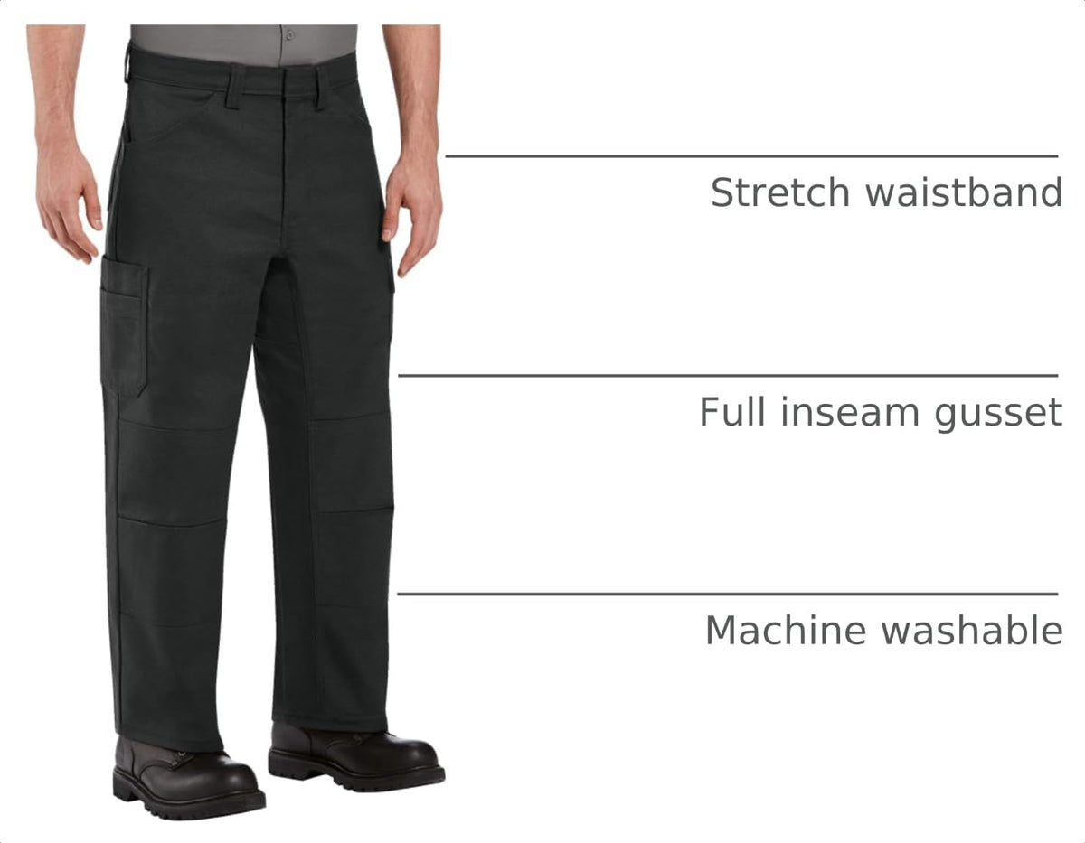 Red Kap Men's Performance Shop Pant - Double Knee Work Pants, Regular Fit, Concealed Zippers for Scratch Protection