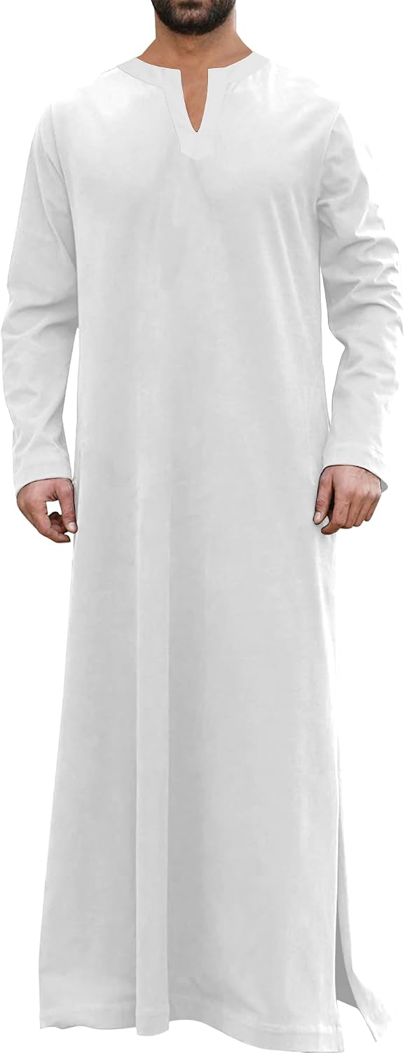 LVCBL Islamic Thobe for Men Muslim Kaftan Thobe Caftans for Men