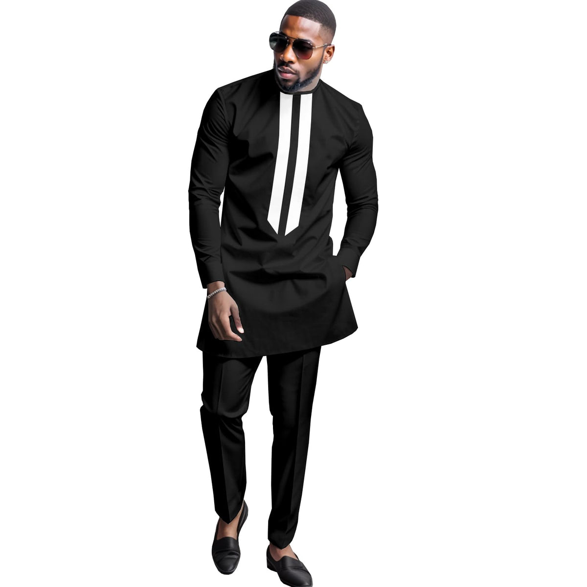 African Men's Formal Clothes Dashiki Shirt and Pant Two Piece Suit Traditional Long Sleeve Outfits
