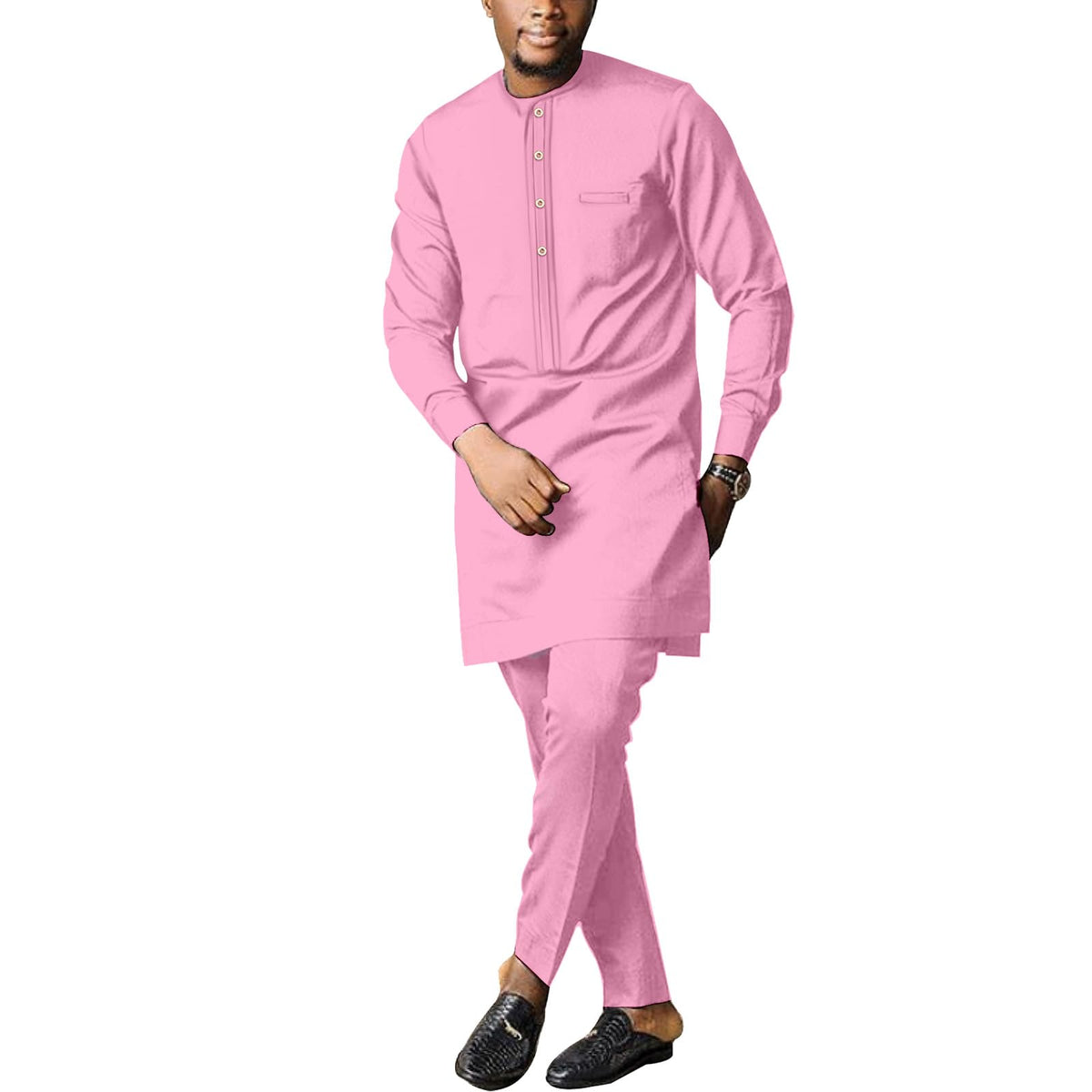 SEA&ALP Men Formal African 2-Piece Dashiki Suit, Long Sleeve Attire