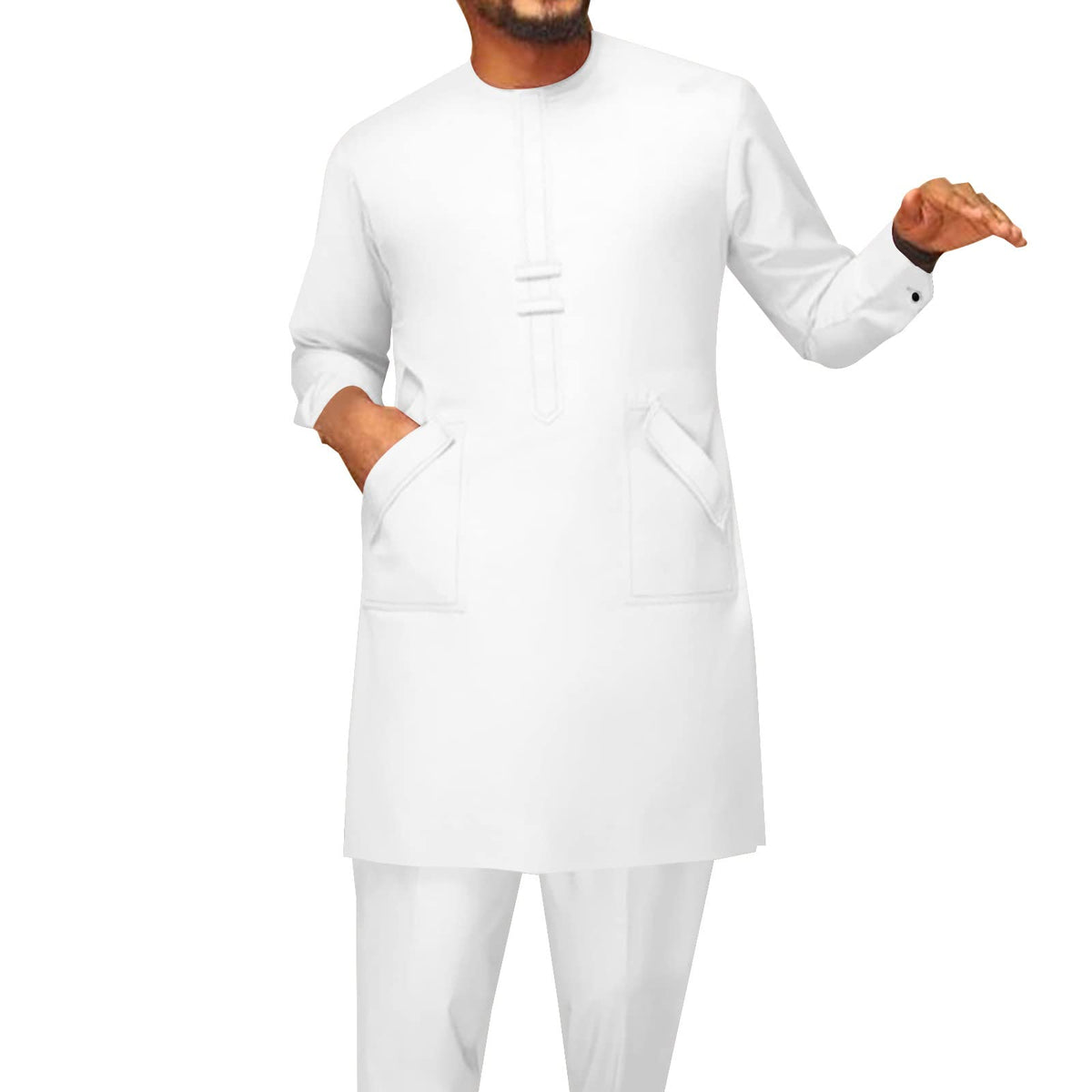 African Men Traditional Clothing Set Full Sleeve Dashiki Long Shirts and Pants 2 Piece Set African Suits