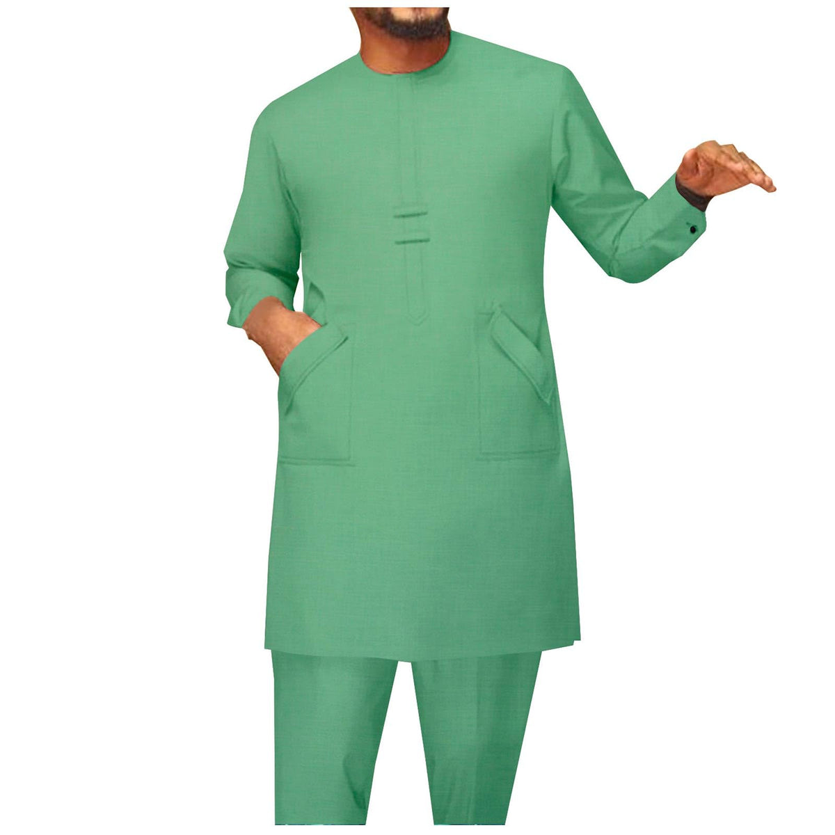 African Men Traditional Clothing Set Full Sleeve Dashiki Long Shirts and Pants 2 Piece Set African Suits