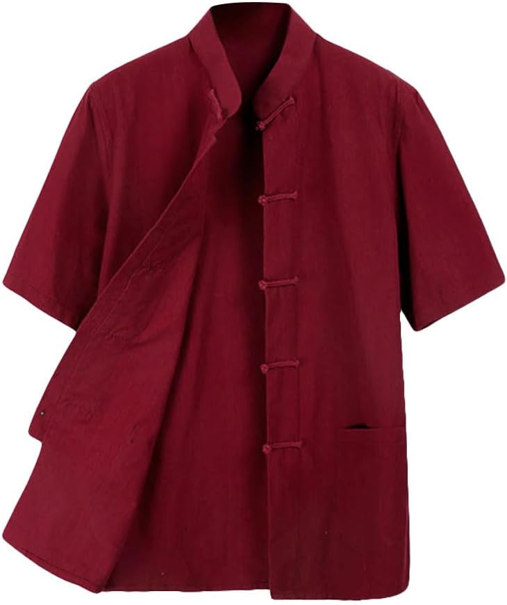 ZooBoo Men's Cotton Kung Fu Uniform Short Sleeve Chinese Shirt