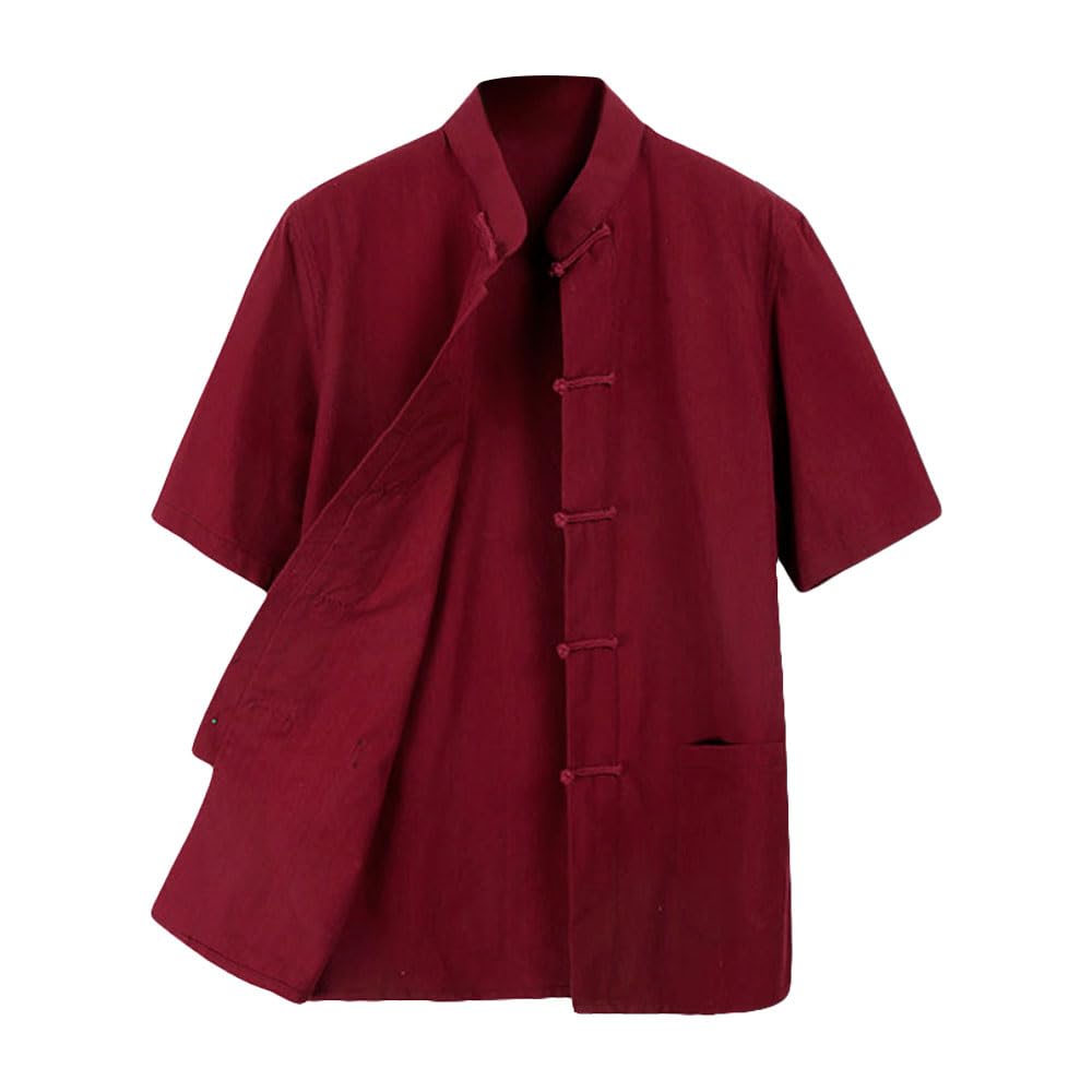 ZooBoo Men's Cotton Kung Fu Uniform Short Sleeve Chinese Shirt