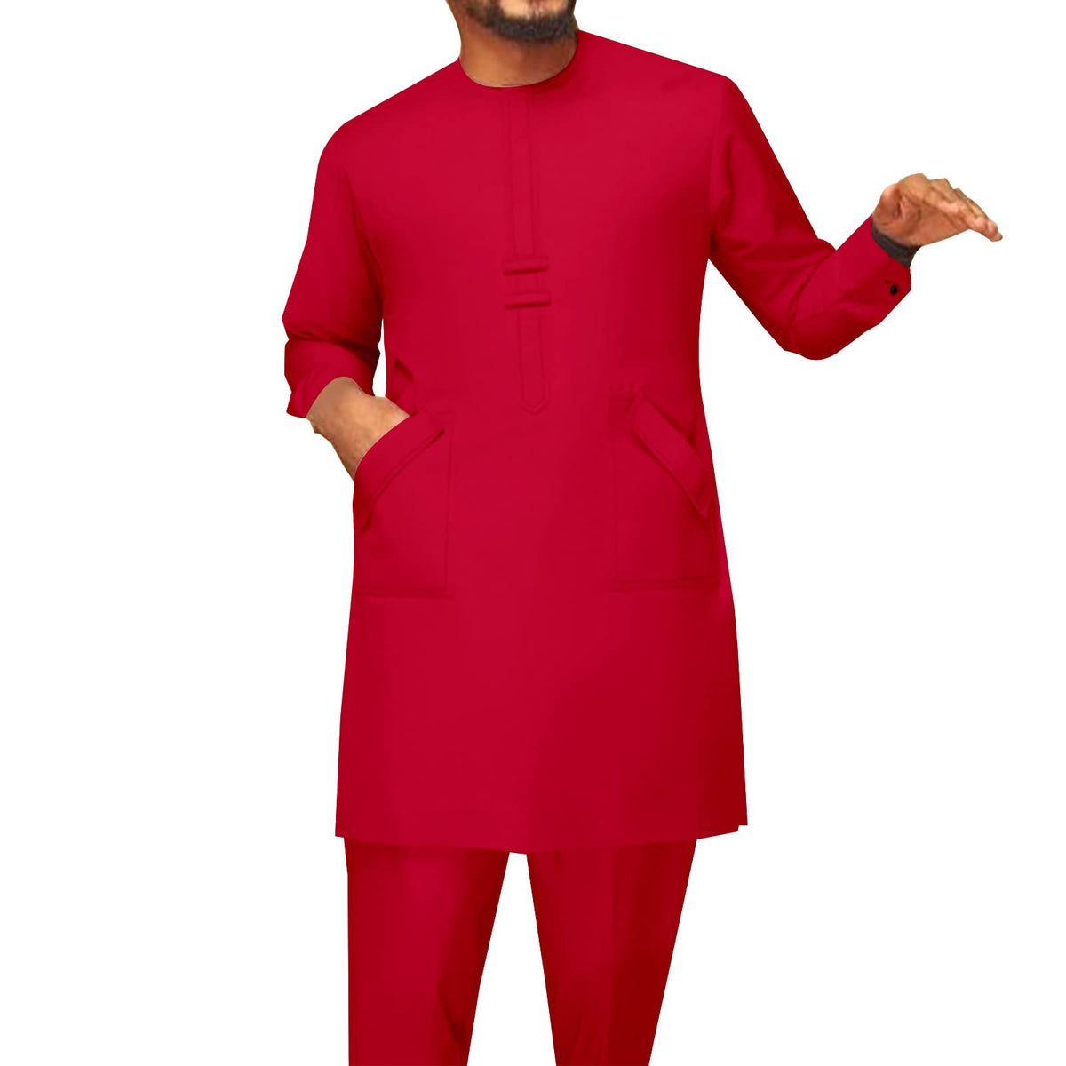 African Men Traditional Clothing Set Full Sleeve Dashiki Long Shirts and Pants 2 Piece Set African Suits