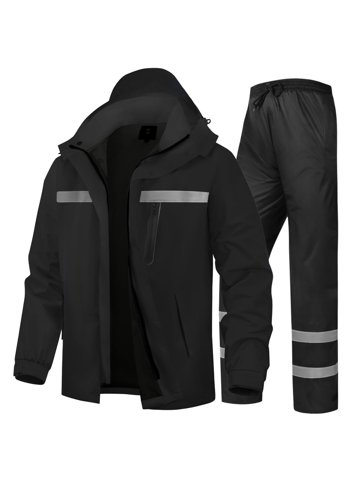 Men's Rain Suit High Visibility Reflective Work Rain Jacket Pants for All Sport Farm Fishing Motorcycle