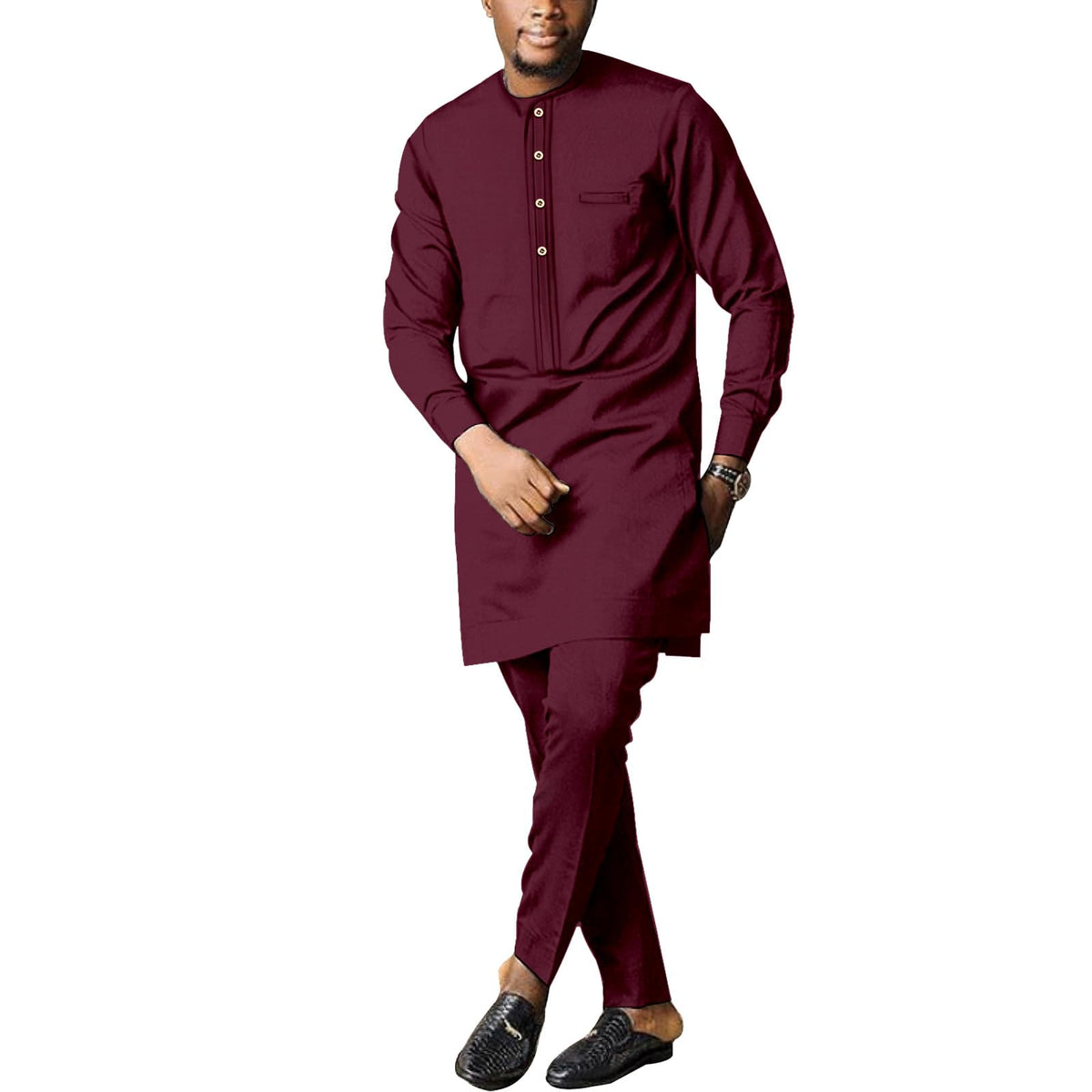 SEA&ALP Men Formal African 2-Piece Dashiki Suit, Long Sleeve Attire