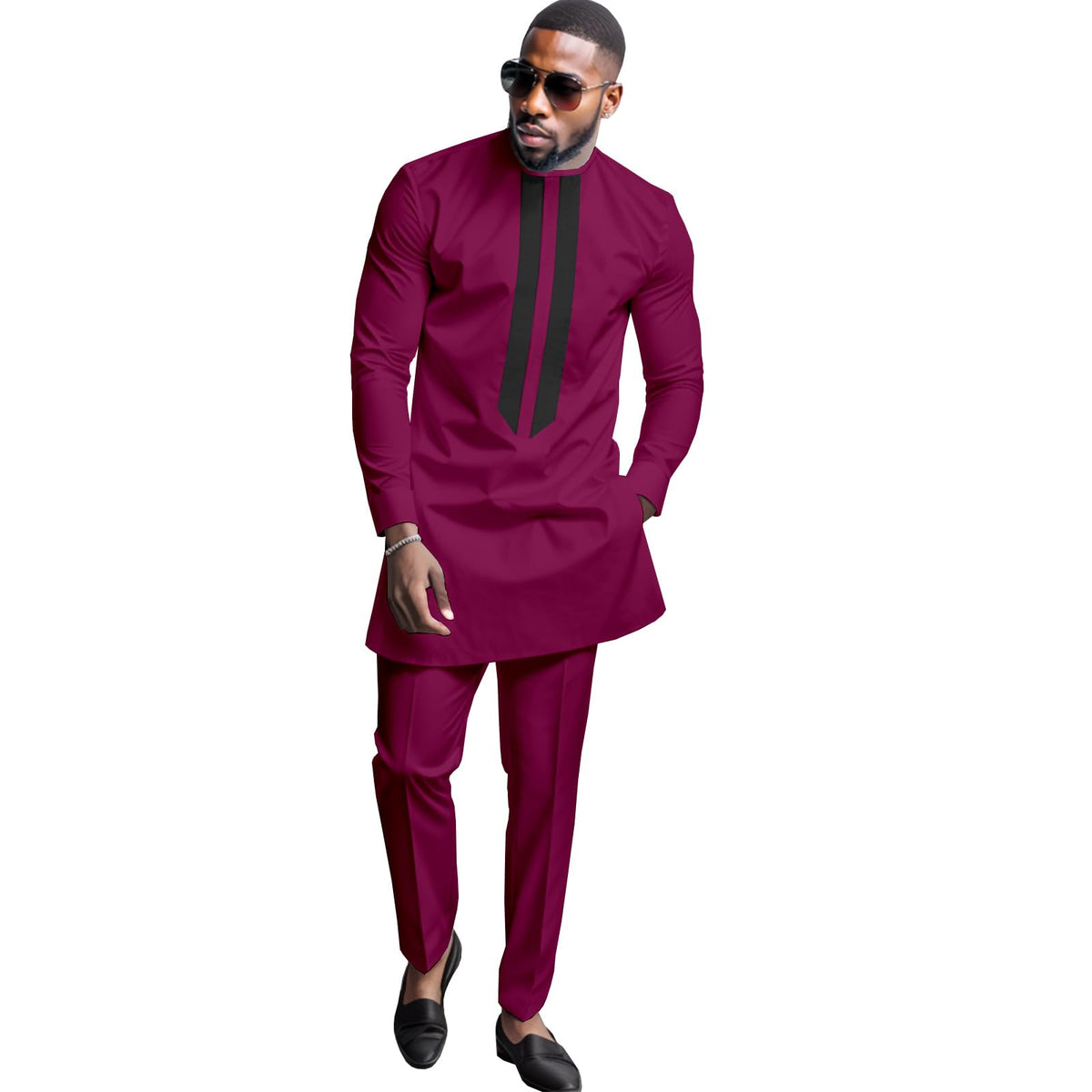African Men's Formal Clothes Dashiki Shirt and Pant Two Piece Suit Traditional Long Sleeve Outfits