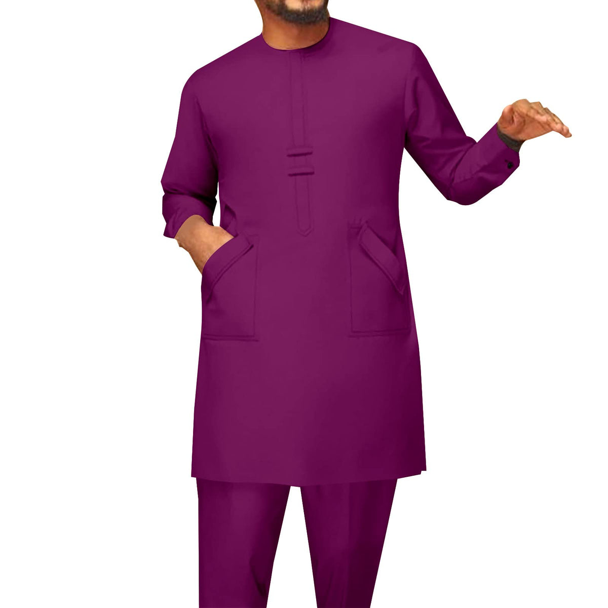 African Men Traditional Clothing Set Full Sleeve Dashiki Long Shirts and Pants 2 Piece Set African Suits